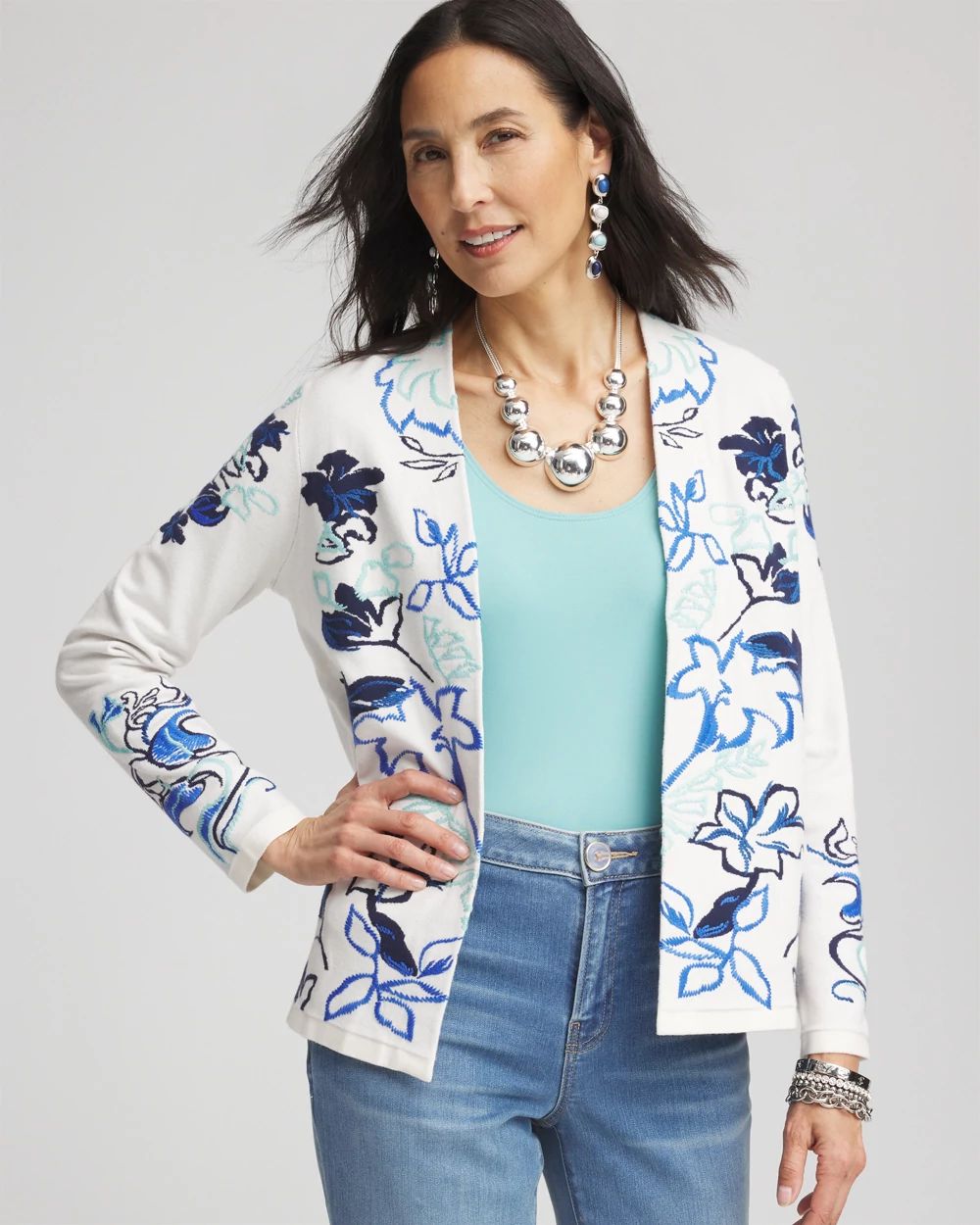 Jacquard Embroidered Cardigan | Chico's Jacquard Embroidered Cardigan | Chico's
